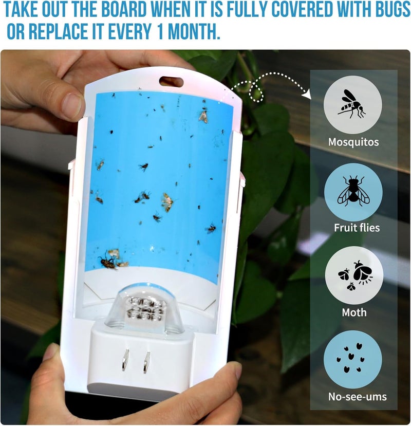 osvdo Flying Insect Trap, Indoor Plug-in Fly Trap for Home, Mosquito Killer Indoor Gnat Moth Catcher with Night UV Light, Mosquito Attractant Fly Bug Zapper for Home, Office (10 x Refills) - Image 3